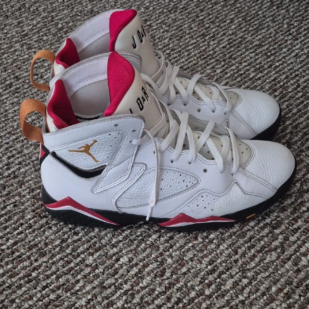 Jordan 7 "Cardinal" Basketball Shoes Wht/Red. Size US 12 2022 Release  *NO BOX*